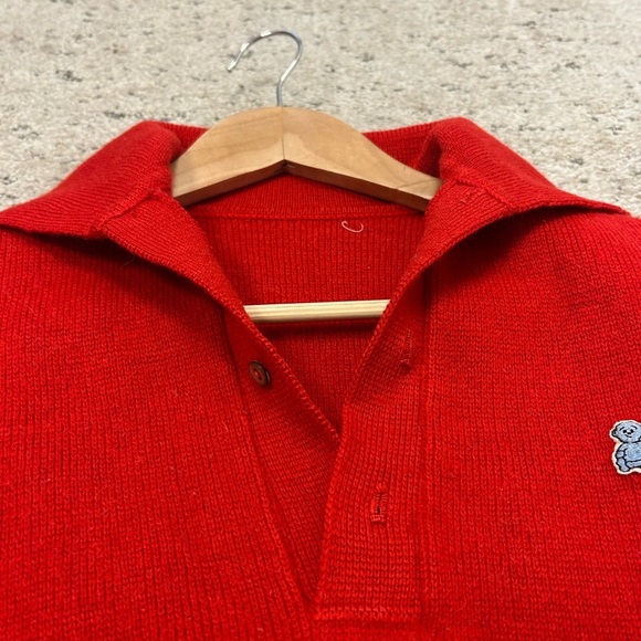 Rossignol M-L vintage wool sweater with tiny bear logo one striped sleeve EVC - Picture 9 of 16